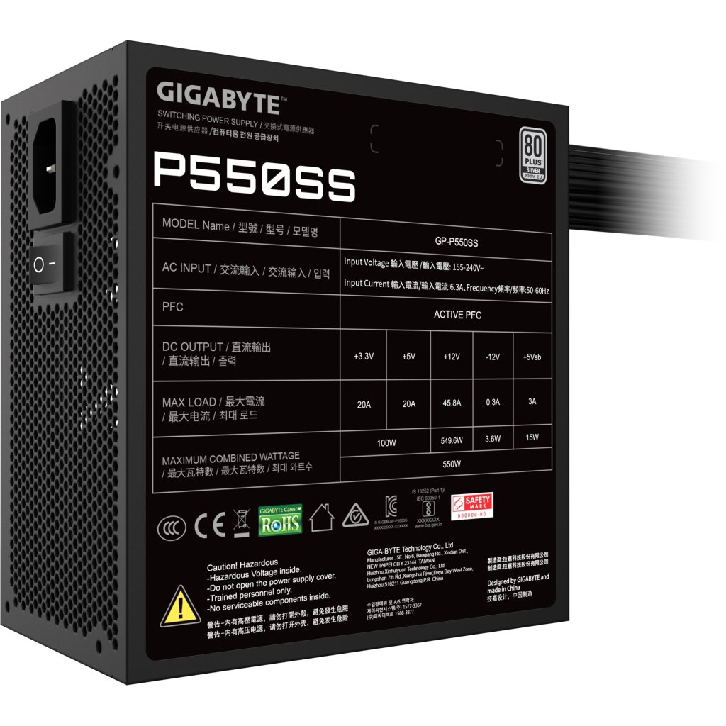 Блок живлення GIGABYTE 550W (GP-P550SS)