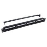 Патч-панель 19″ 24xRJ-45 UTP cat.5e, 1U, with cable organizer Kingda (KD-PP07-UTP-C5e-24P)