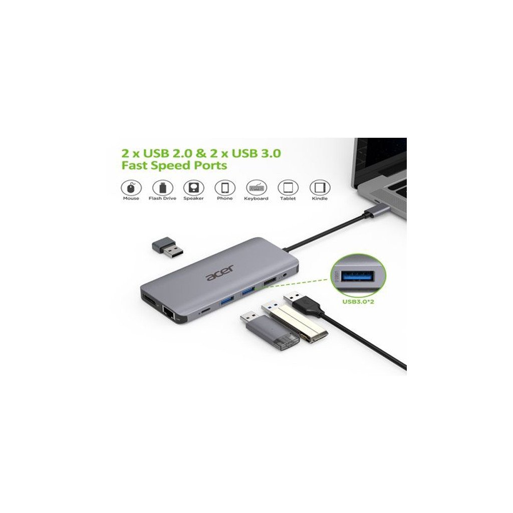 Порт-реплікатор Acer 12in1 Type C dongle USB3.2, USB2.0, SD/TF, HDMI, PD, DP … (HP.DSCAB.009)