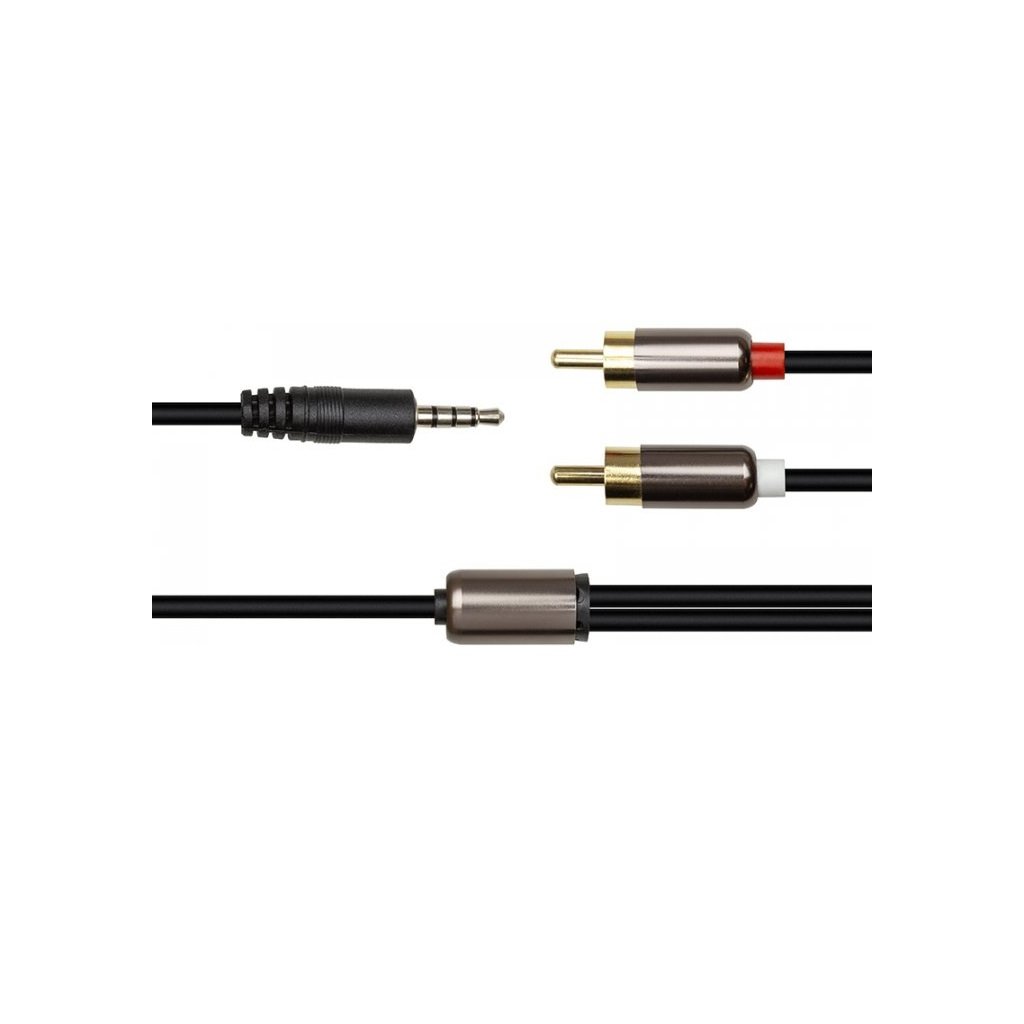 Кабель мультимедійний 3.5 mm Stereo Plug – 2*RCA, 1 m PowerPlant (CA912834)