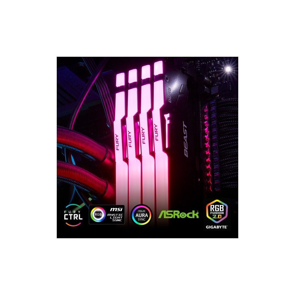 Модуль пам’яті для комп’ютера DDR5 32GB (2x16GB) 5200 MHz Beast RGB XMP Kingston Fury (ex.HyperX) (KF552C40BBAK2-32)