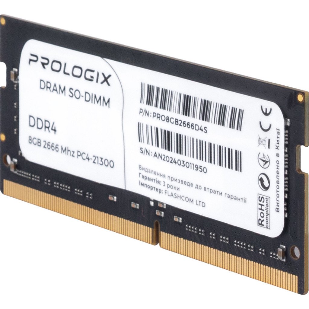 Модуль пам’яті для ноутбука SoDIMM DDR4 8GB 2666 MHz Prologix (PRO8GB2666D4S)
