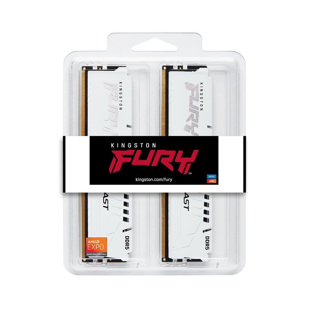 Модуль пам’яті для комп’ютера DDR5 32GB (2x16GB) 6000 MHz Beast White EXPO Kingston Fury (ex.HyperX) (KF560C30BWEK2-32)