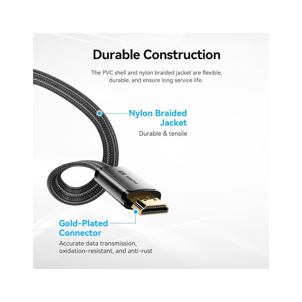 Кабель мультимедійний HDMI to HDMI 2.0m V2.1 8K 60Hz flat Vention (ALKBH)