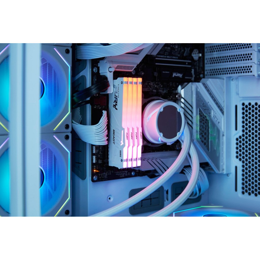 Модуль пам’яті для комп’ютера DDR5 64GB (2x32GB) 5600 MHz Beast White RGB Kingston Fury (ex.HyperX) (KF556C36BWEAK2-64)