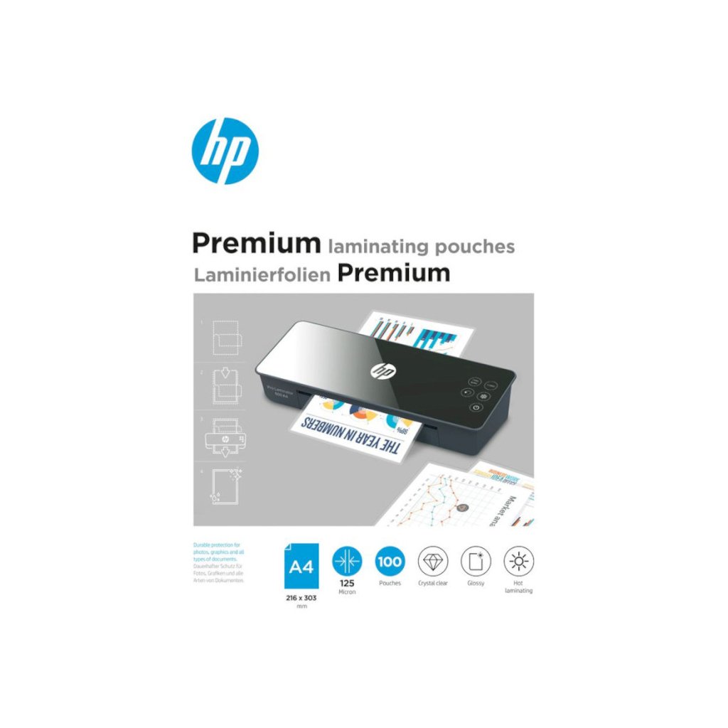 Плівка для ламінування HP Premium Laminating Pouches, A4, 125 Mic, 216×303, 100 pcs (9124) (838148)