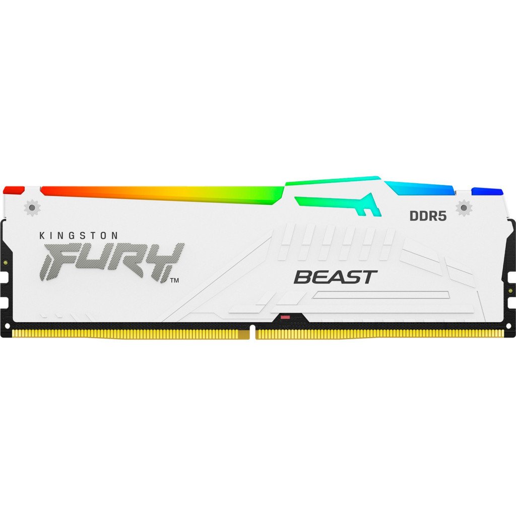 Модуль пам’яті для комп’ютера DDR5 32GB 5600 MHz FURY Beast White RGB Kingston Fury (ex.HyperX) (KF556C40BWA-32)