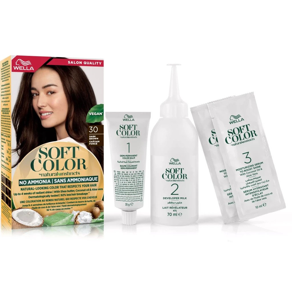 Фарба для волосся Wella Soft Color Безаміачна 30 – Темно-коричневий (3614228865869)