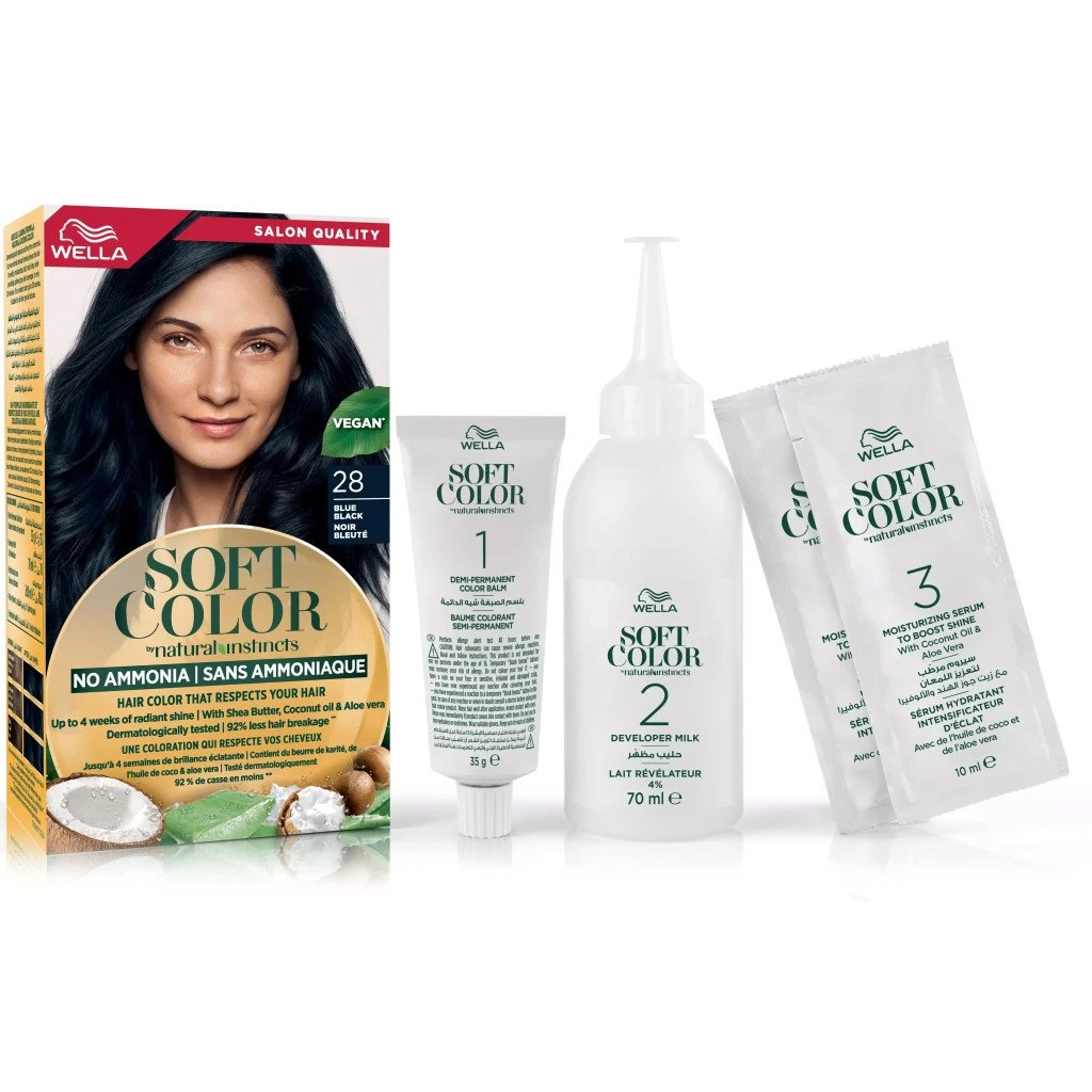 Фарба для волосся Wella Soft Color Безаміачна 28 – Синяво-чорний (3614228865876)