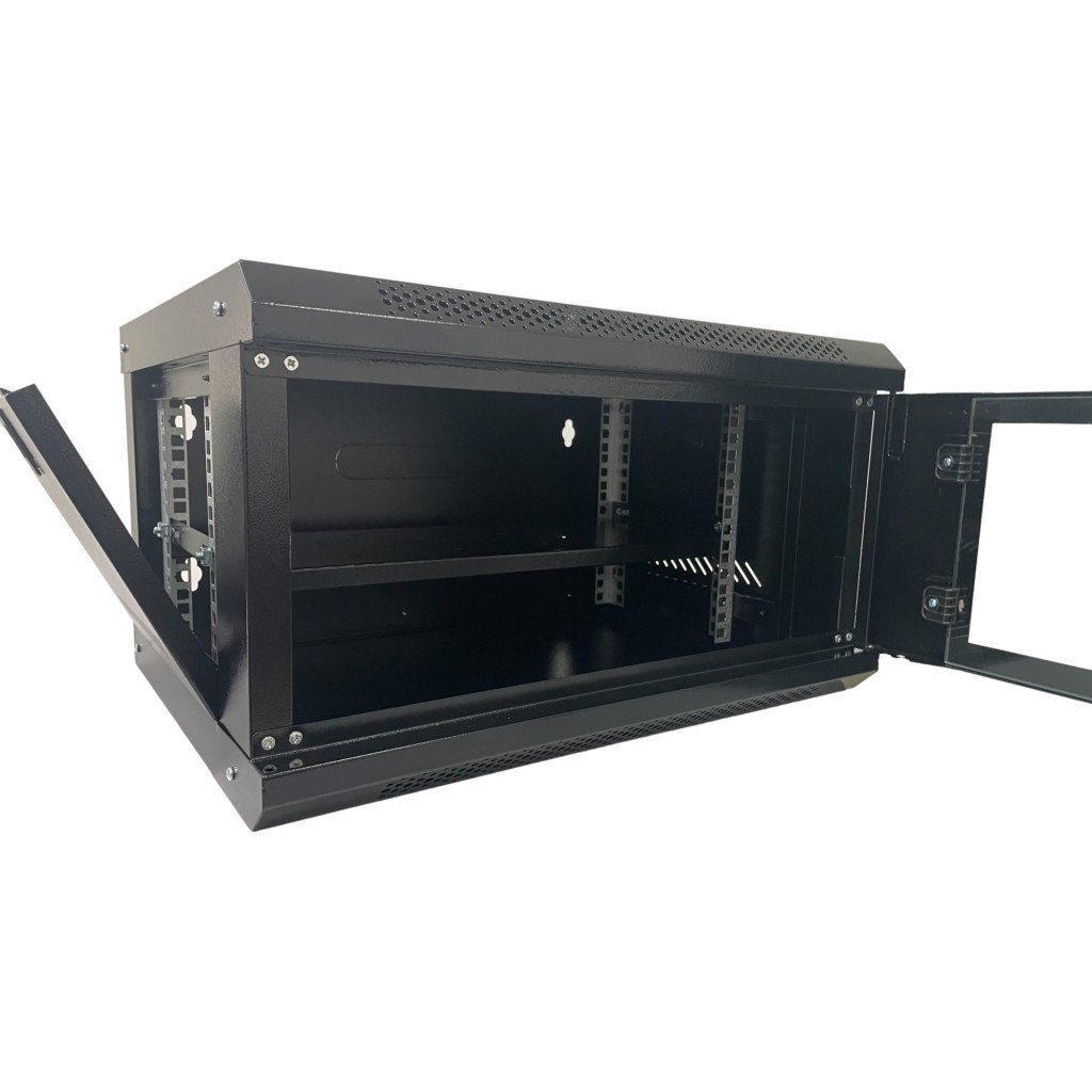 Шафа настінна GEAR 6U 19” 530x400x300 мм, + полка 19″, black (GWMSN-6U)