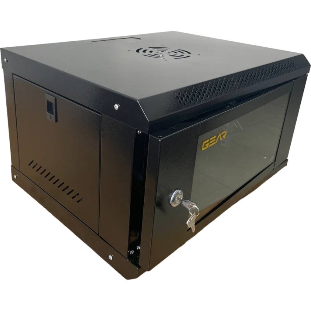 Шафа настінна GEAR 6U 19” 530x400x300 мм, + полка 19″, black (GWMSN-6U)