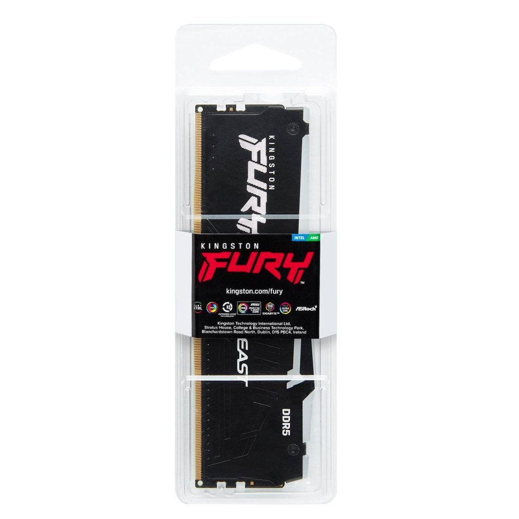 Модуль пам’яті для комп’ютера DDR5 16GB 5200 MHz Beast Black RGB Kingston Fury (ex.HyperX) (KF552C40BBA-16)