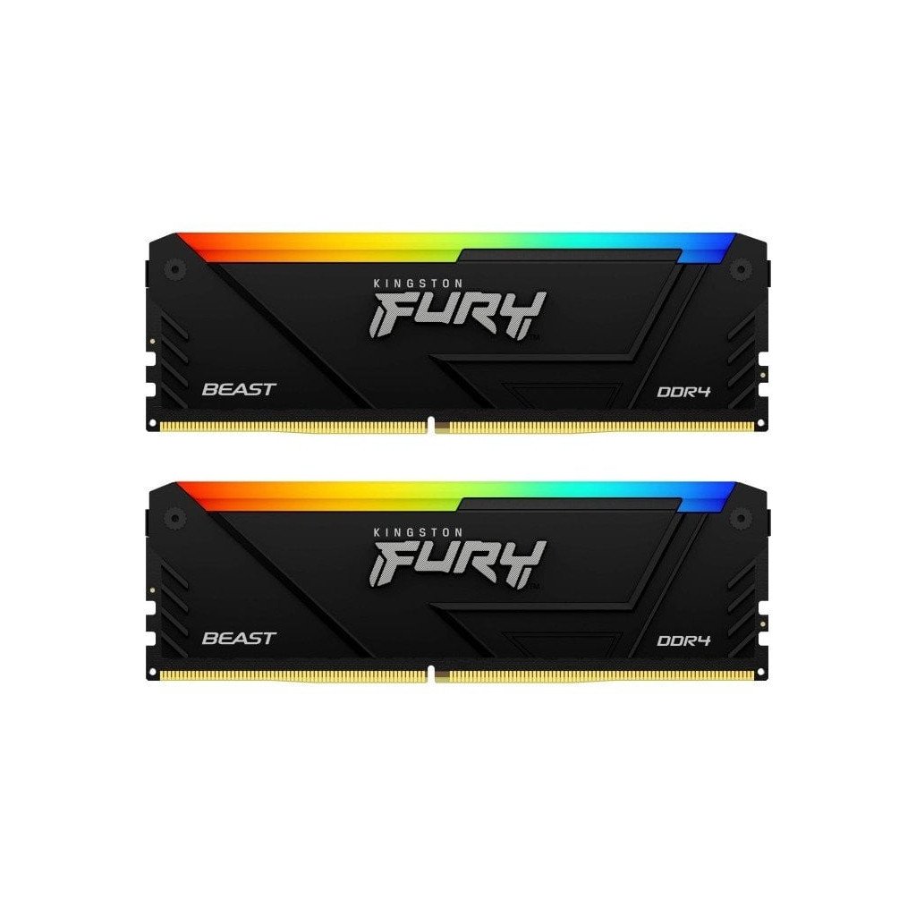 Модуль пам’яті для комп’ютера DDR4 64GB (2x32GB) 3200 MHz Beast RGB Black Kingston Fury (ex.HyperX) (KF432C16BB2AK2/64)