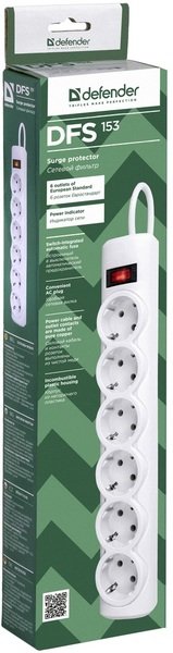 Мережевий фільтр Defender DFS 153 3m 6 роз. White (99490)