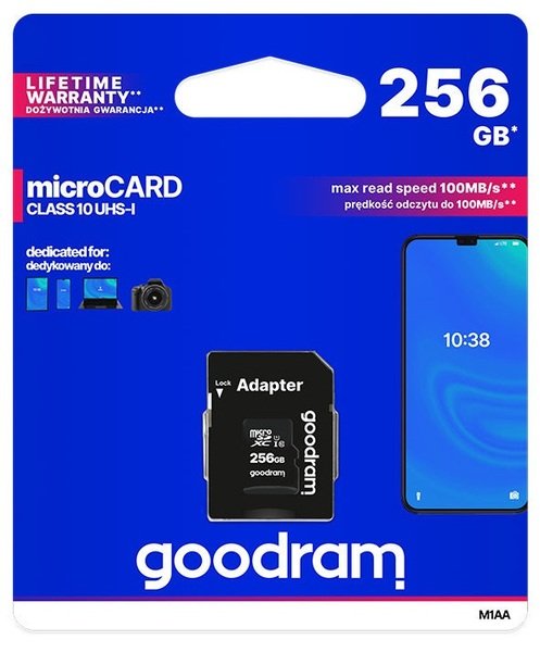 Карта пам’яті GoodRam microSDXC 256GB UHS-I (M1AA-2560R12) + SD адаптер