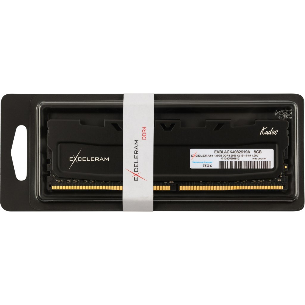 Модуль пам’яті для комп’ютера DDR4 8GB 2666 MHz Black Kudos eXceleram (EKBLACK4082619A)