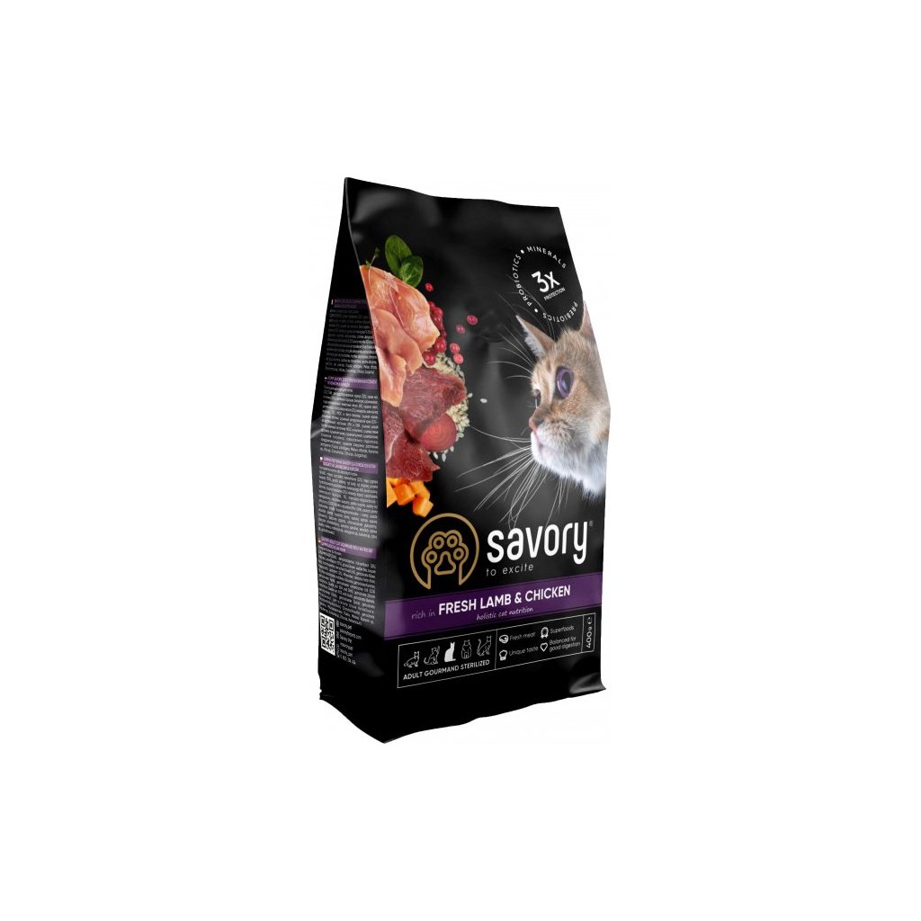Сухий корм для кішок Savory Adult Cat Steril Fresh Lamb and Chicken 400 г (4820232630105)