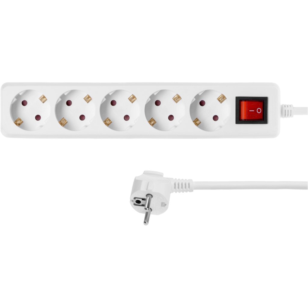 Мережевий подовжувач 2E 5XSchuko з вимикачем,1.5м, white (2E-U05ESM1.5)