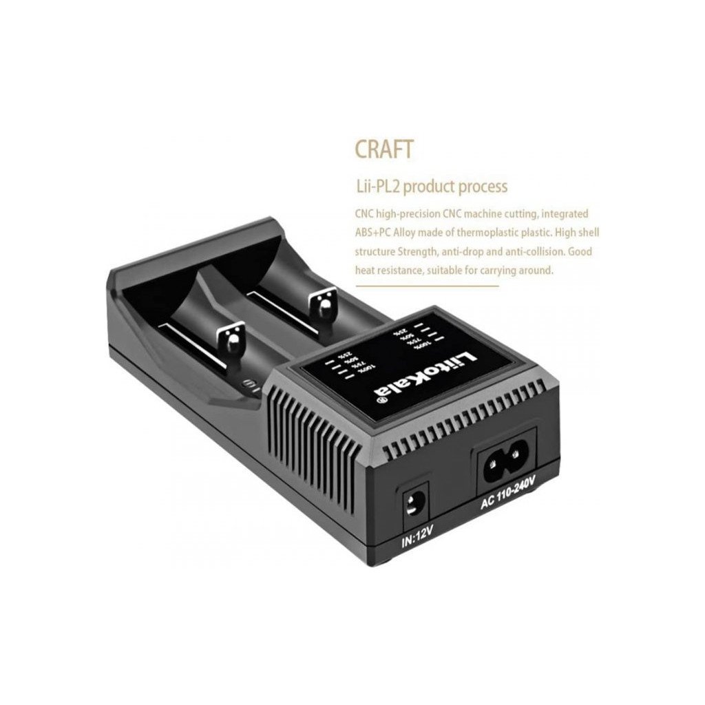 Зарядний пристрій для акумуляторів Liitokala 2 Slots, LED indicator, Li-ion(18650…RCR123…26650), NiMH(AA, AAA, SC, C) (Lii-PL2)