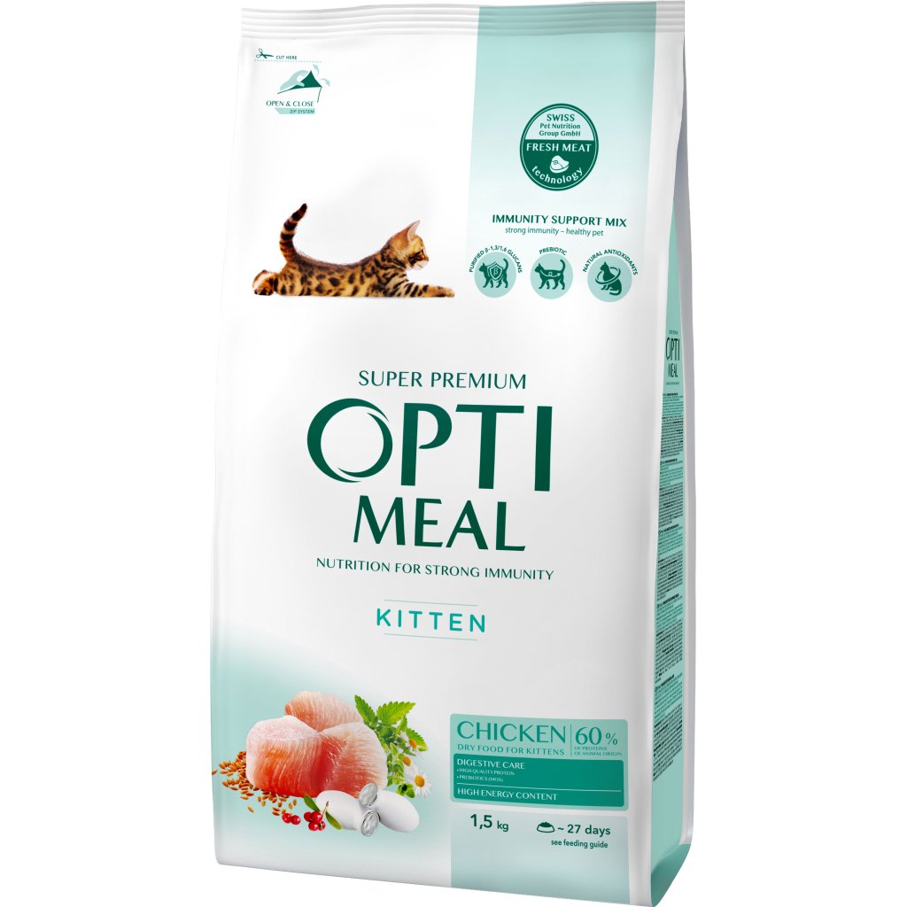 Сухий корм для кішок Optimeal для кошенят зі смаком курки 1.5 кг (4820215369664)
