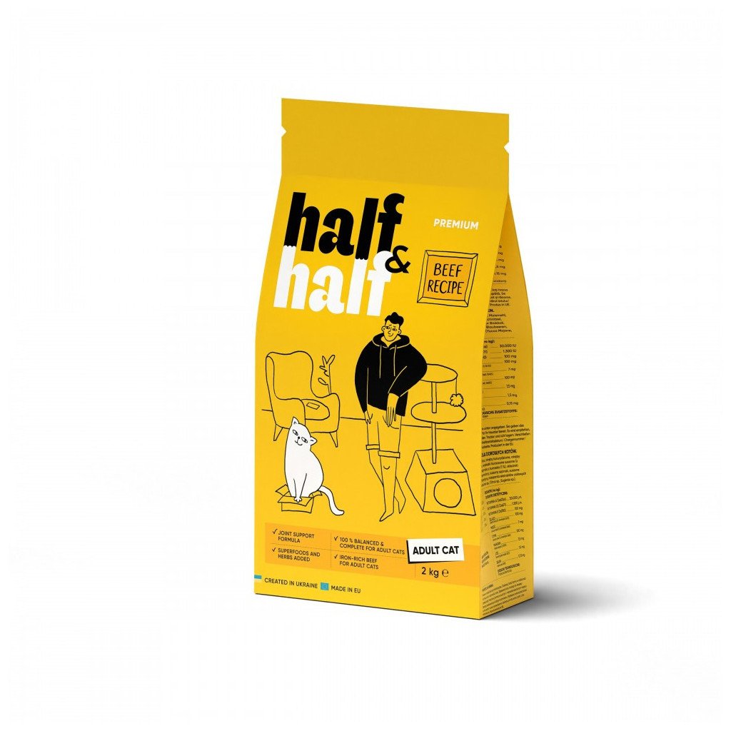 Сухий корм для кішок Half&Half з яловичиною 2 кг (4820261920840)