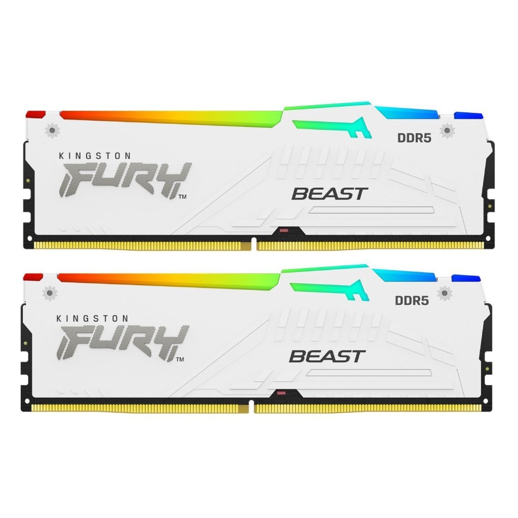 Модуль пам’яті для комп’ютера DDR5 64GB (2x32GB) 6000 MHz Beast White RGB EXPO Kingston Fury (ex.HyperX) (KF560C30BWEAK2-64)