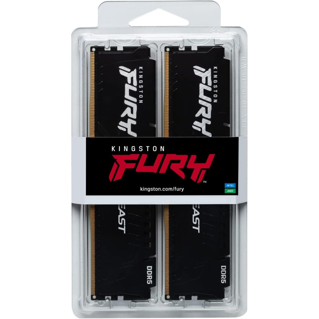 Модуль пам’яті для комп’ютера DDR5 128GB (4x32GB) 5600 MHz Beast Black XMP Kingston Fury (ex.HyperX) (KF556C40BBK4-128)