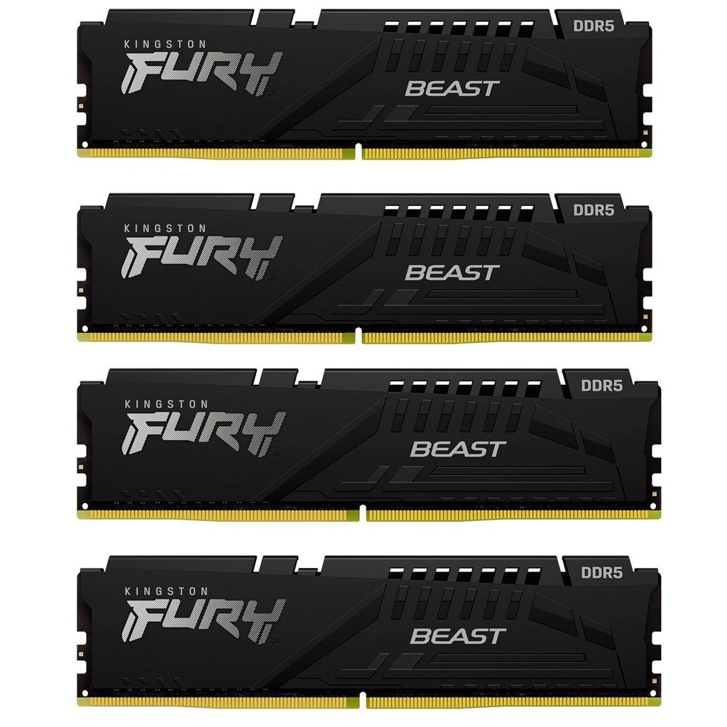 Модуль пам’яті для комп’ютера DDR5 128GB (4x32GB) 5600 MHz Beast Black XMP Kingston Fury (ex.HyperX) (KF556C40BBK4-128)