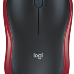 Миша бездротова Logitech M185, Red/Black, USB, оптична, 1000 dpi, 3 кнопки, 1xAA (910-002237)