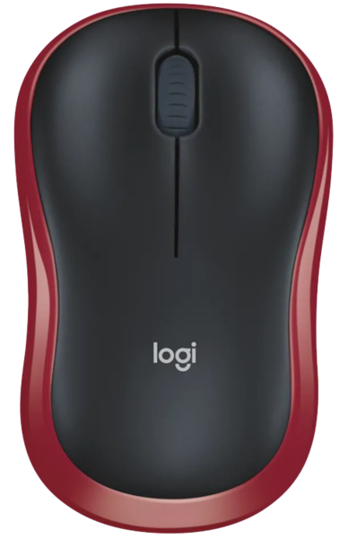 Миша бездротова Logitech M185, Red/Black, USB, оптична, 1000 dpi, 3 кнопки, 1xAA (910-002237)