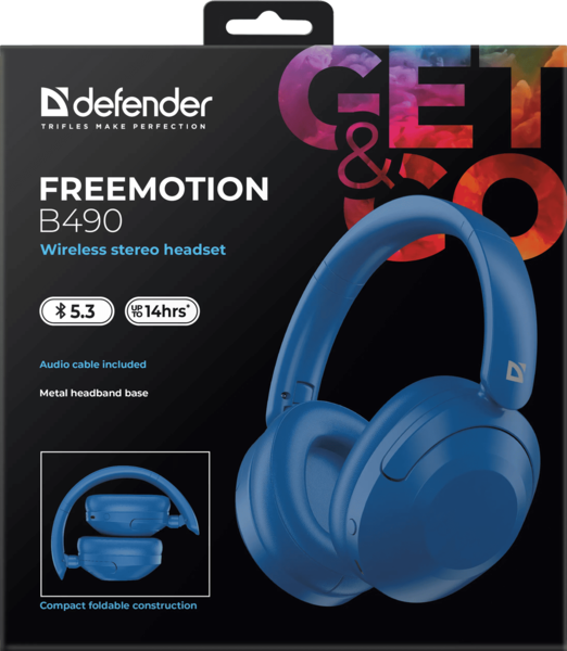 Навушники Defender FreeMotion B490 Bluetooth Blue (63491)