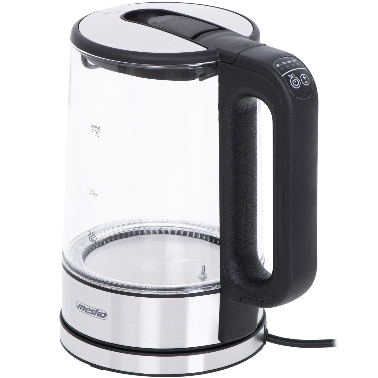 Електрочайник Mesko MS 1301 black 1850-2200Вт/ 1.7л/ скло/ встановлення температури