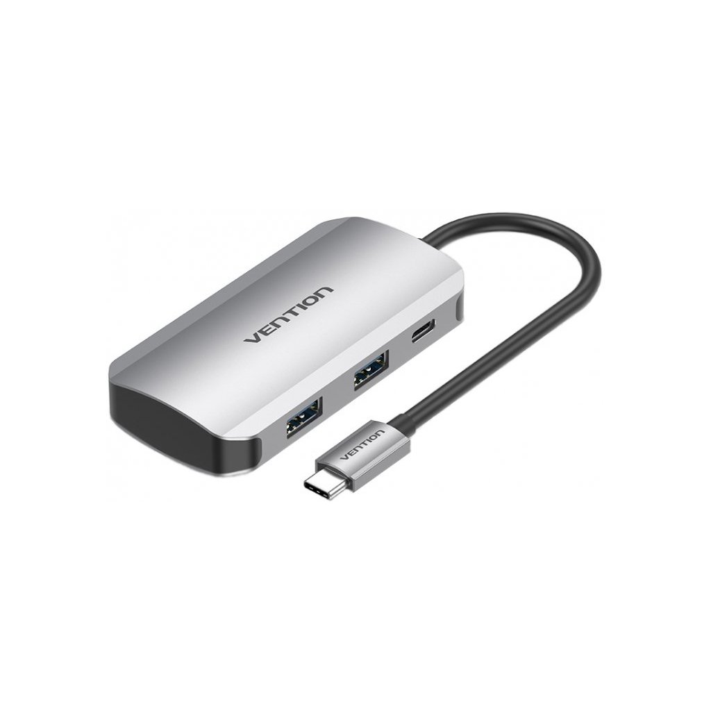 Концентратор Vention USB3.1 Type-C –> USB 3.0×4/PD 100W Hub 5-in-1 (TNBHB)