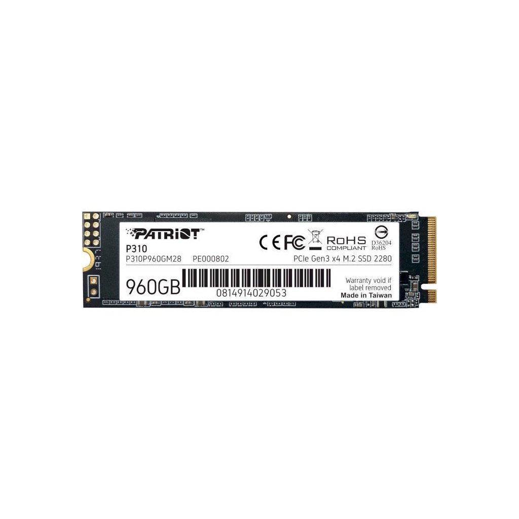 Накопичувач SSD M.2 Patriot P310 960GB NVMe 2280 PCIe 3.0×4 3D NAND TLC