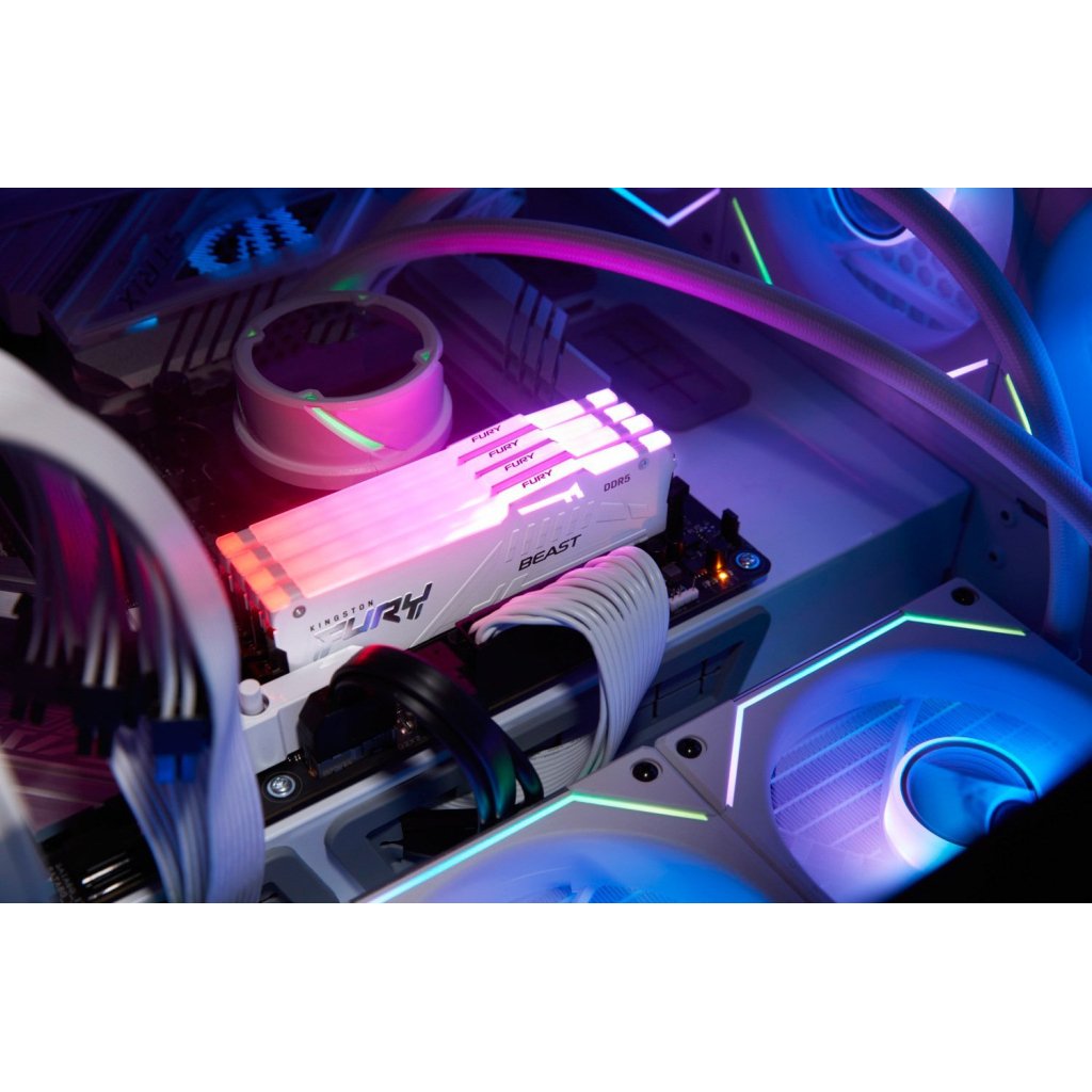 Модуль пам’яті для комп’ютера DDR5 64GB (2x32GB) 6000 MHz Beast White RGB Kingston Fury (ex.HyperX) (KF560C36BWEAK2-64)