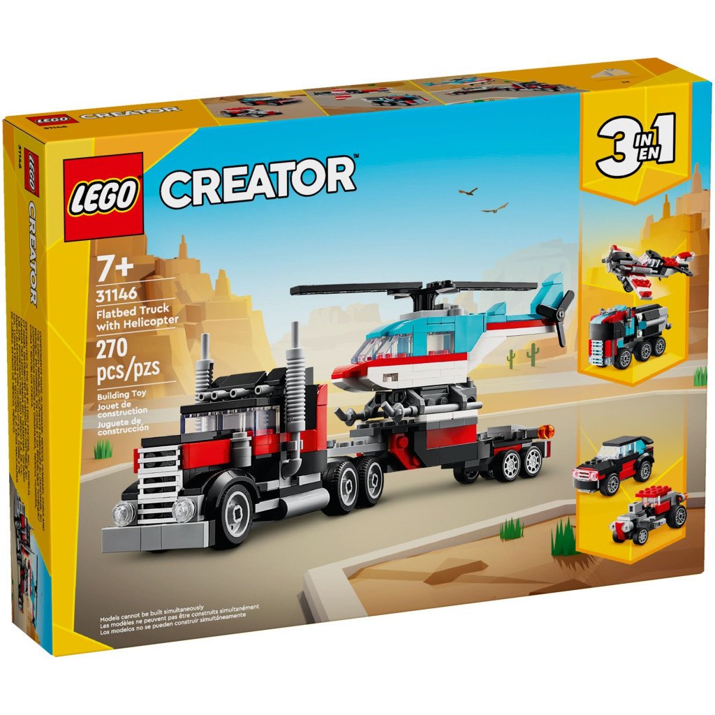 Конструктор LEGO Creator Бортова вантажівка з гелікоптером 270 деталей (31146)