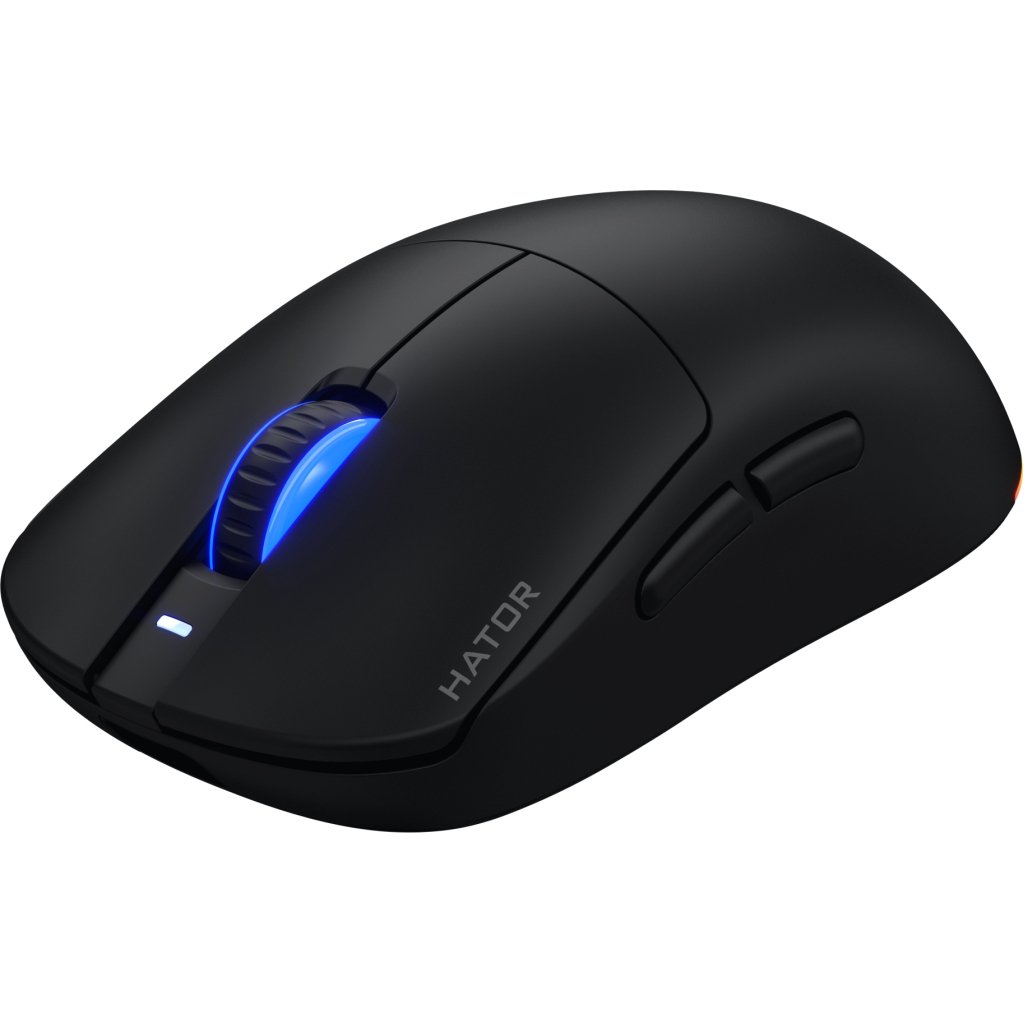 Миша бездротова Hator Quasar 3, Black, Bluetooth / 2.4GHz / USB, оптична (сенсор PixArt PMW 3311), до 12000 dpi, 35G, перемикачі Hator Optical 100M / Huano 3M, акумулятор 600 mAh (HTM730)