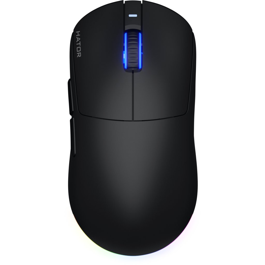 Миша бездротова Hator Quasar 3, Black, Bluetooth / 2.4GHz / USB, оптична (сенсор PixArt PMW 3311), до 12000 dpi, 35G, перемикачі Hator Optical 100M / Huano 3M, акумулятор 600 mAh (HTM730)