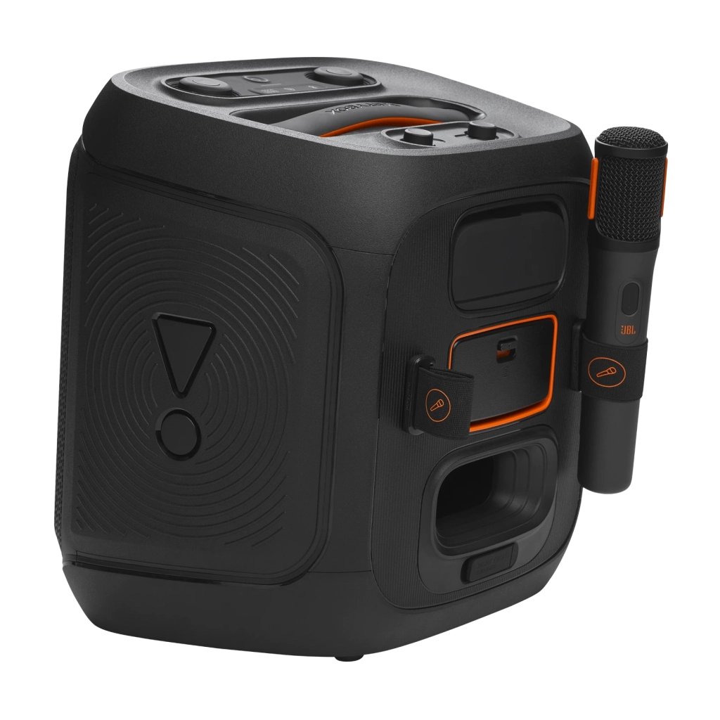 Колонка портативна JBL Partybox Encore 2, Black, 100 Вт, бездротовий мікрофон у комплекті, USB, Bluetooth, AUX, підсвічування, полікарбонат/метал, керування зверху, IPX4, кабель 2 м, час роботи до 15 год (JBLPBENCORE2EP)