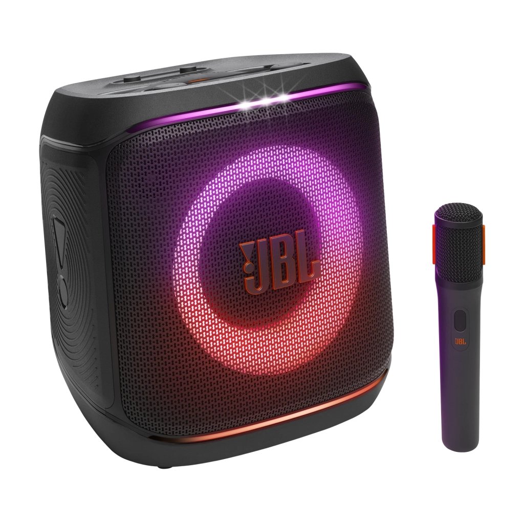 Колонка портативна JBL Partybox Encore 2, Black, 100 Вт, бездротовий мікрофон у комплекті, USB, Bluetooth, AUX, підсвічування, полікарбонат/метал, керування зверху, IPX4, кабель 2 м, час роботи до 15 год (JBLPBENCORE2EP)