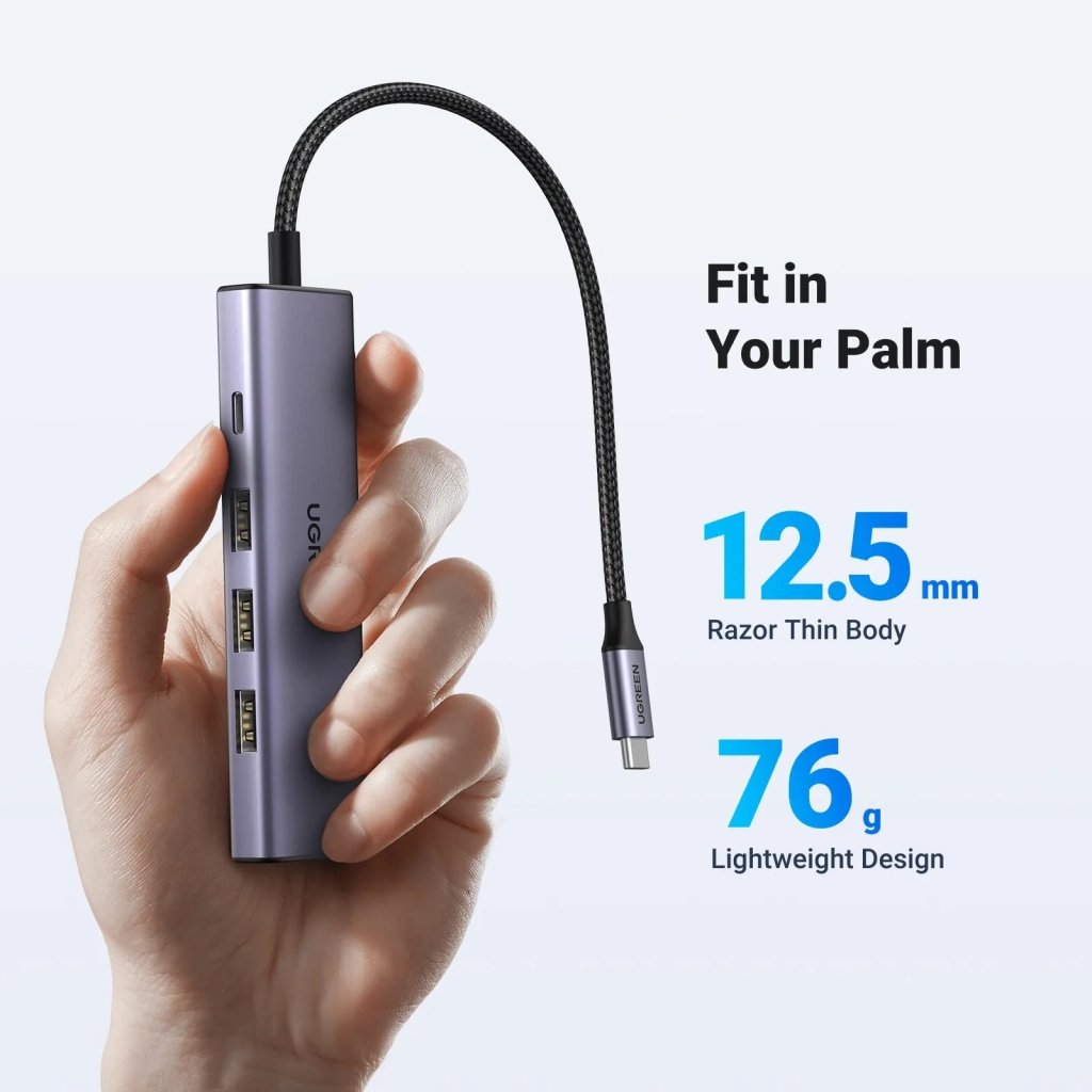 Концентратор UGREEN USB-C to HDMI + 3xUSB 3.0 + PD CM511 gray (15596)