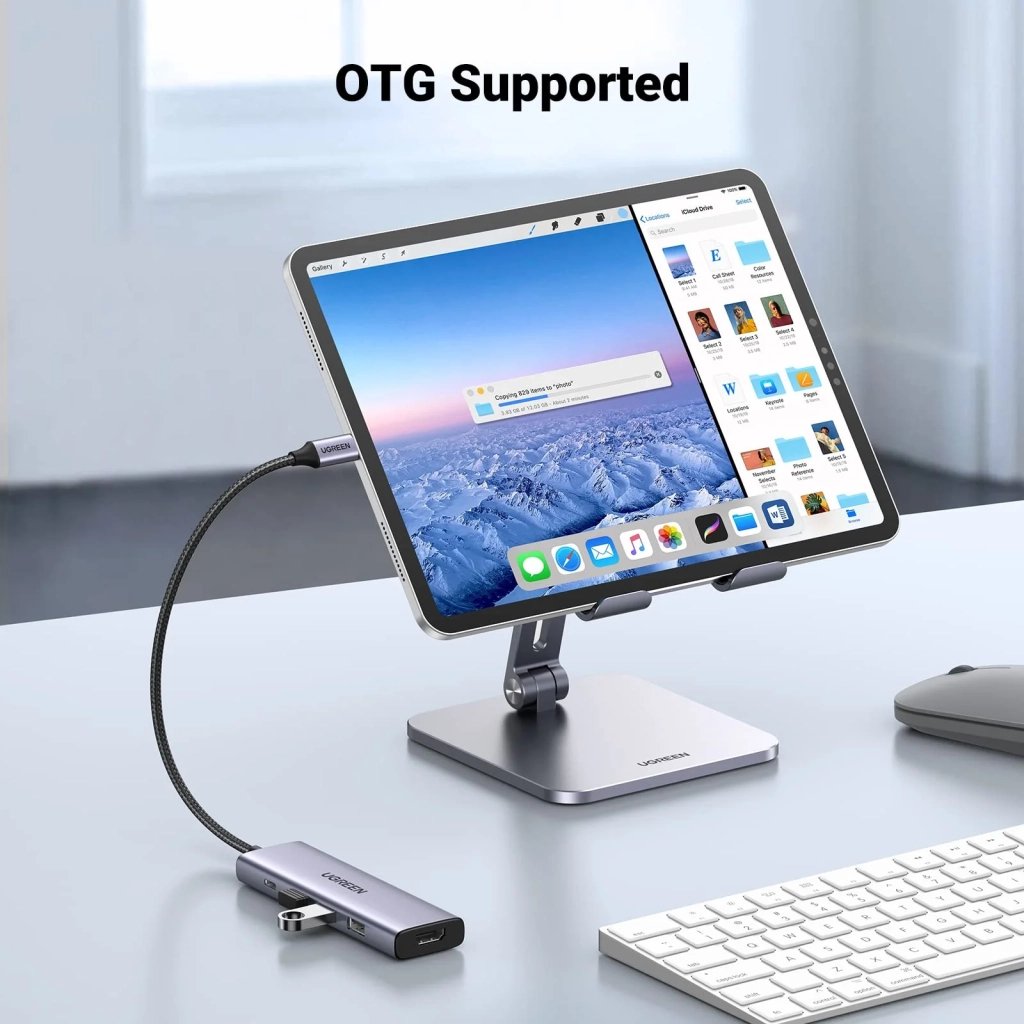 Концентратор UGREEN USB-C to HDMI + 3xUSB 3.0 + PD CM511 gray (15596)