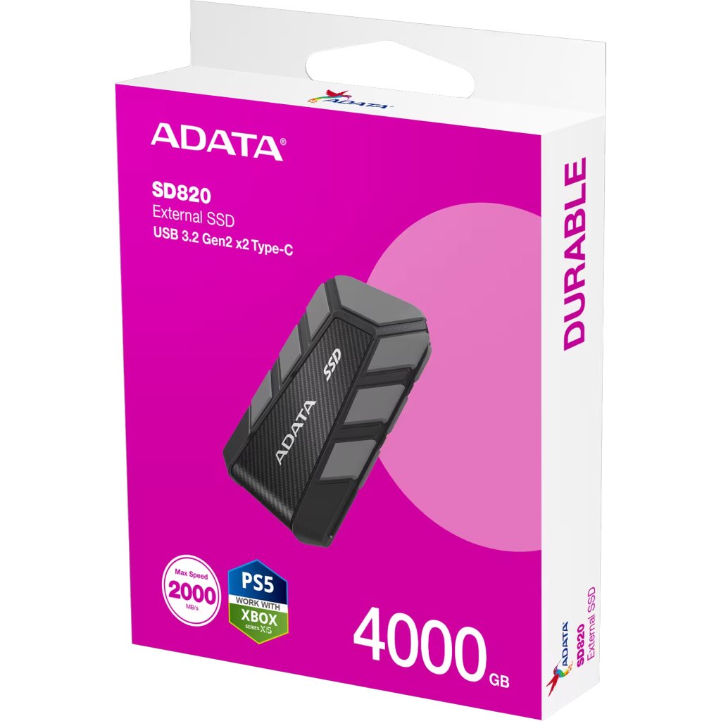 Накопичувач SSD USB 3.2 4TB SD820 ADATA (SD820-4000G-CGY)