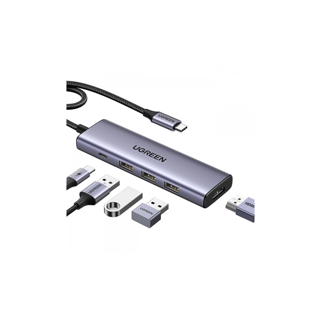 Док-станція USB3.1 Type-C –> HDMI 60Hz/3xUSB-А 3.0/Type-C/PD 100W 5-in-1 CM511 Ugreen