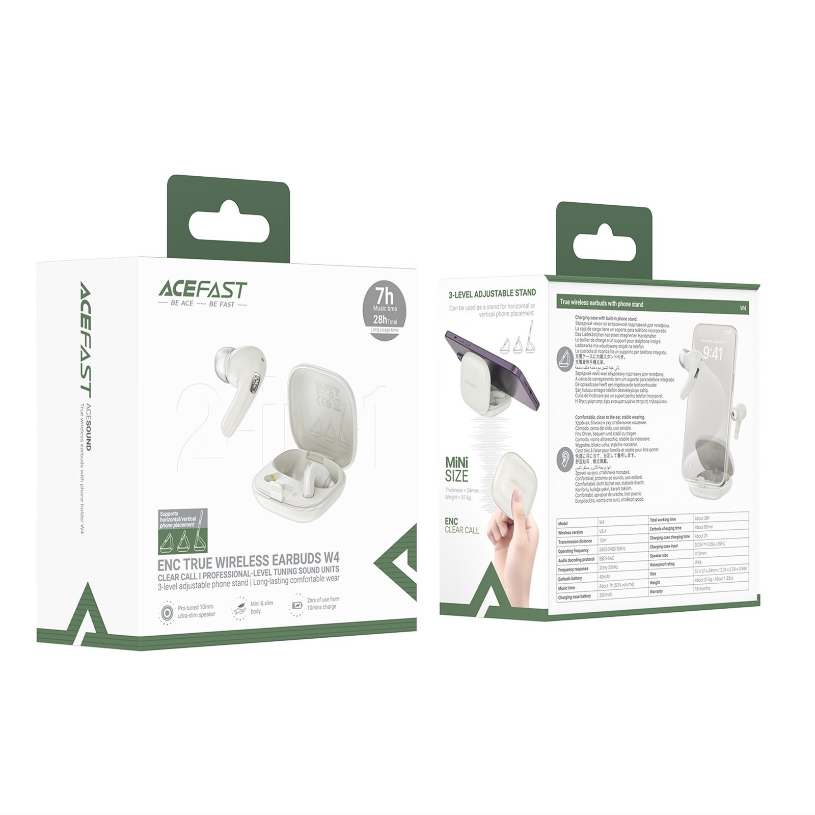 Бездротові навушники TWS ACEFAST W4, IPX4, Khaki