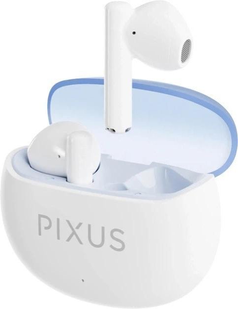 Навушники бездротові Pixus Space TWS, White, Bluetooth 5.3, мікрофон, кейс для зарядки, 40 мАг x 2 / 480 mAh, Type-C, час роботи до 6 ч (4897058531633)