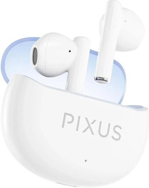 Навушники бездротові Pixus Space TWS, White, Bluetooth 5.3, мікрофон, кейс для зарядки, 40 мАг x 2 / 480 mAh, Type-C, час роботи до 6 ч (4897058531633)