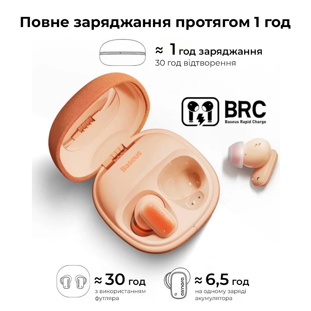 Бездротові навушники TWS Baseus AirNora 2 , ANC, Gradient Orange